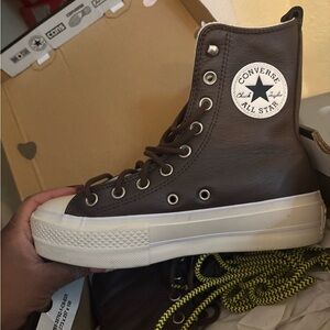 Converse Dark Brown Leather High-Tops